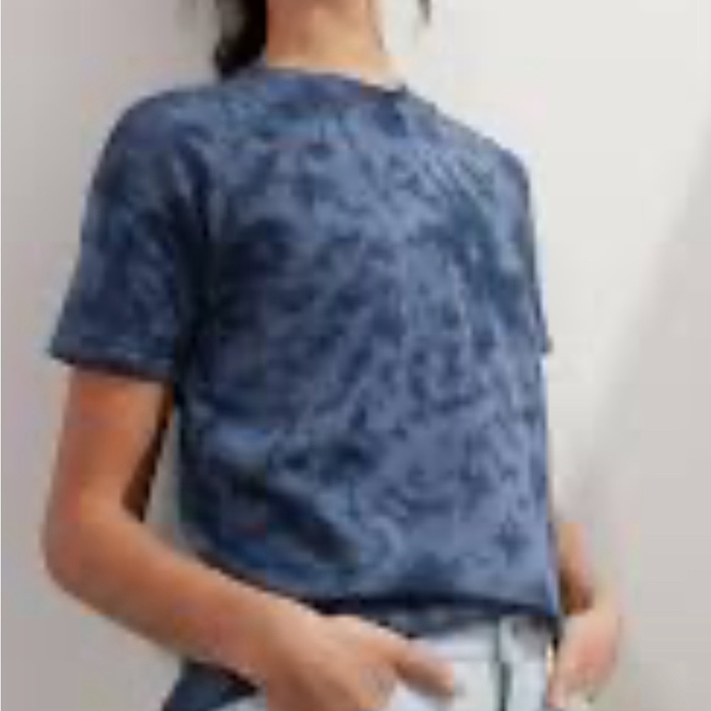 Banana Republic Supima Cotton Tie-Dyed Short Sleeve Sweater-NWT- Navy- MEDIUM
